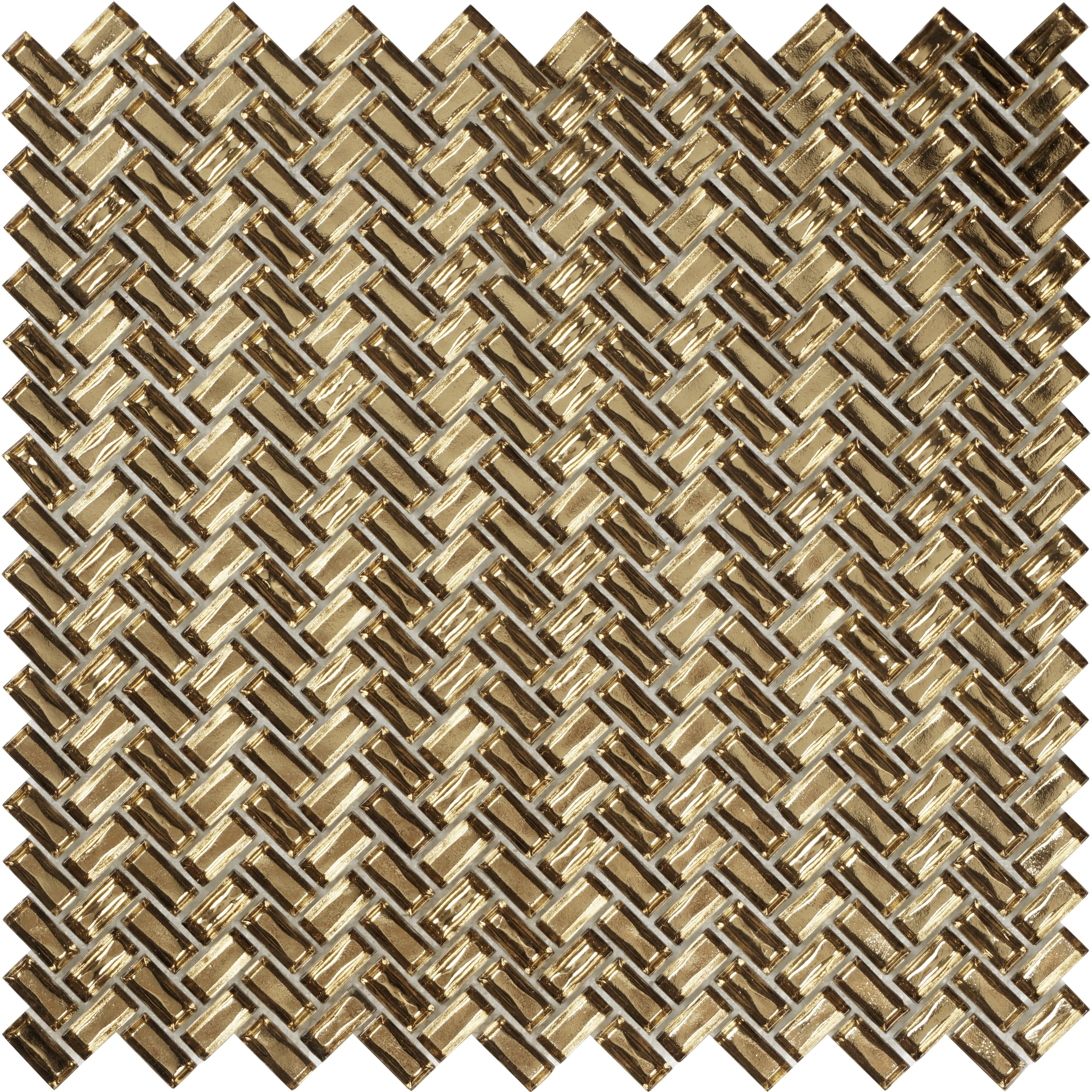 Apollo Tile 10 Pack 11.8-in x 11.9-in Gold Herringbone Glossy Finished Glass Mosaic Floor and Wall Tile (9.75 Sq ft/case)