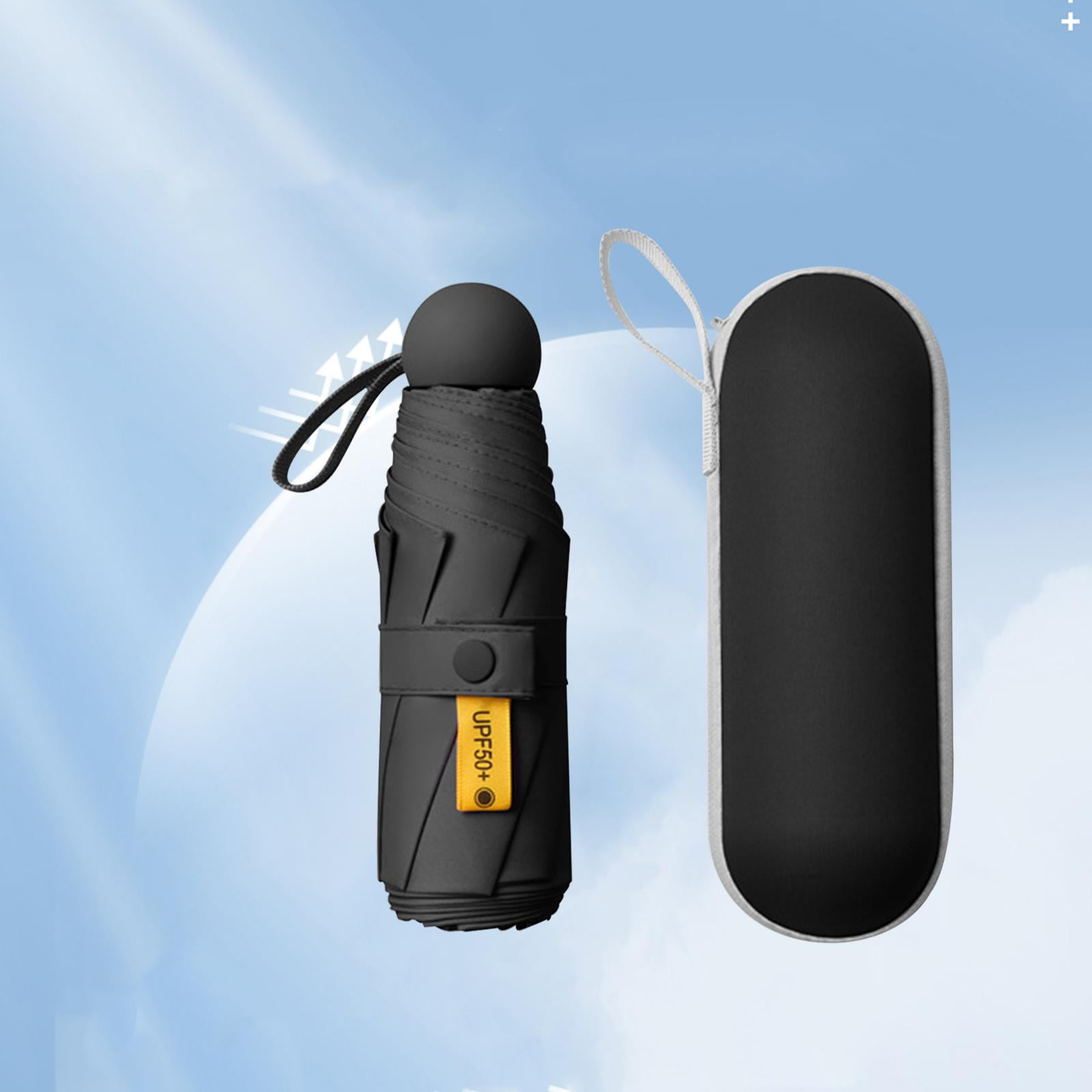 Mini Umbrella Tiny Umbrella Purse Umbrellas for Outdoor with Storage Case Black