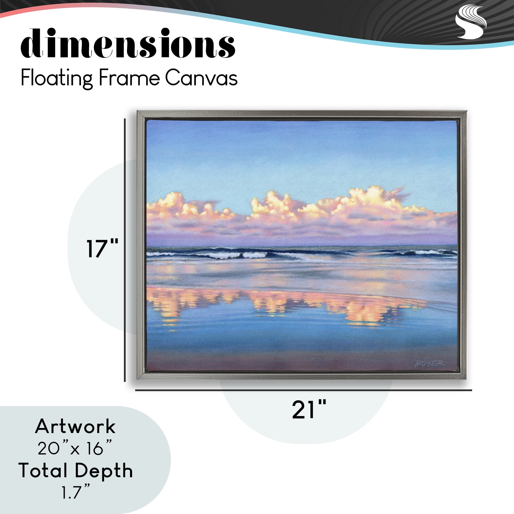 Stupell Industries Cloud Illusions Reflection Gray Framed Floater Canvas Wall Art, design by Susy Boyer