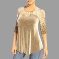 thumbnail image 4 of Camiseta de manga larga con cuello redondo y abertura digital de ocho tallas, top de punto con costura de lentejuelas ajustado para mujer, 4 of 6