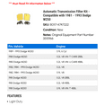 thumbnail image 2 of Automatic Transmission Filter Kit - Compatible with 1981 - 1993 Dodge W250 1982 1983 1984 1985 1986 1987 1988 1989 1990 1991 1992, 2 of 2
