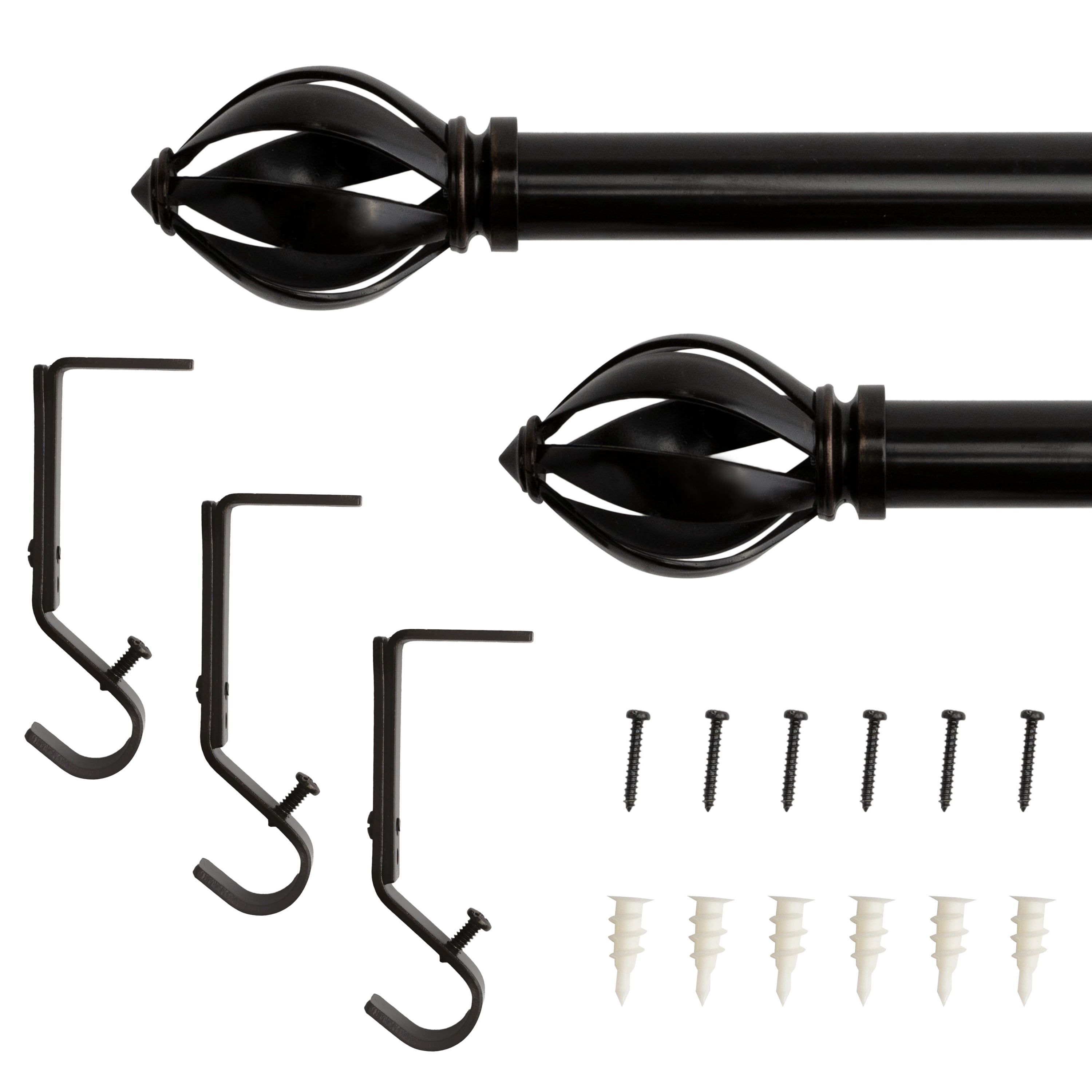 Lumi 0.75" Bronze Adjustable Single Curtain Rods , 36" - 66"