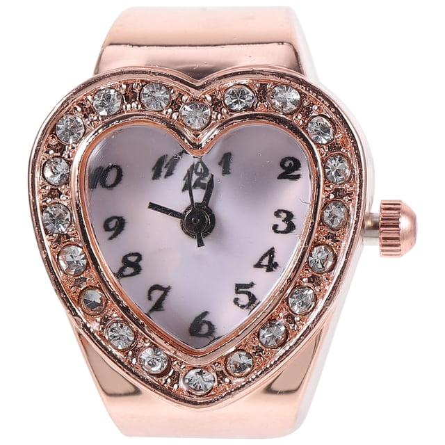 ColoMX Reloj de anillo de las mujeres con los anillos de los dedos del extraño del reloj del reloj del corazón del reloj del corazón