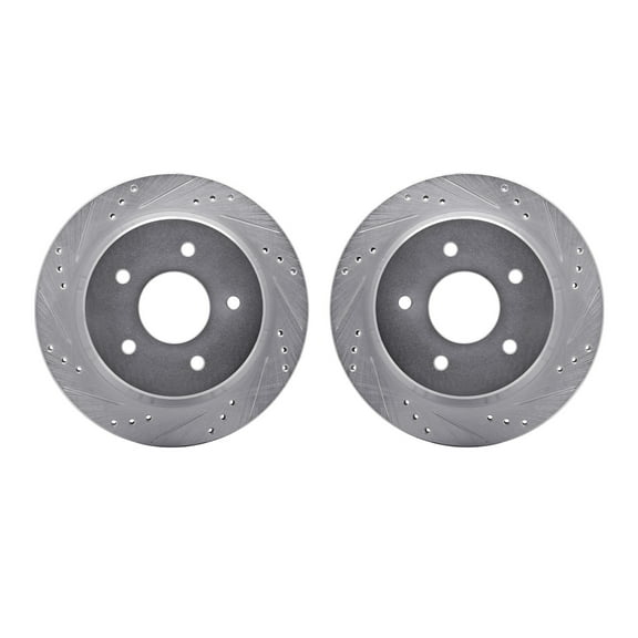 Dynamic Friction Company Rear Brake Rotors-Drilled and Slotted-Silver 7002-48061