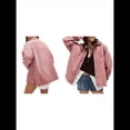 thumbnail image 2 of Chaqueta Vaquera Urbana para Mujer: Chaqueta Vaquera Estilo Boyfriend, Holgada, de Larga y con Botones Al Frente. Rosa S, 2 of 7