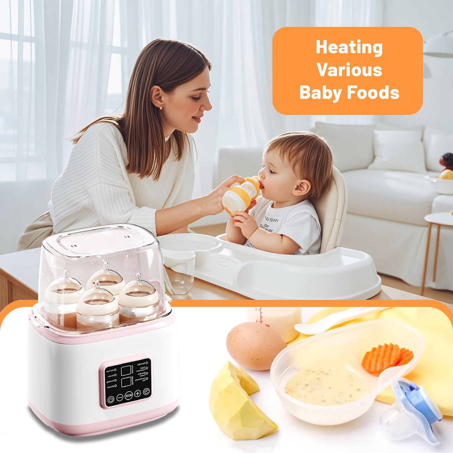 8-in-1 Baby Bottle Warmer and Sterilizer, 4-Bottle Capacity with Remote Control, Fast Milk Warmer and Food Heater for Newborns, Electric Steam Sanitizer