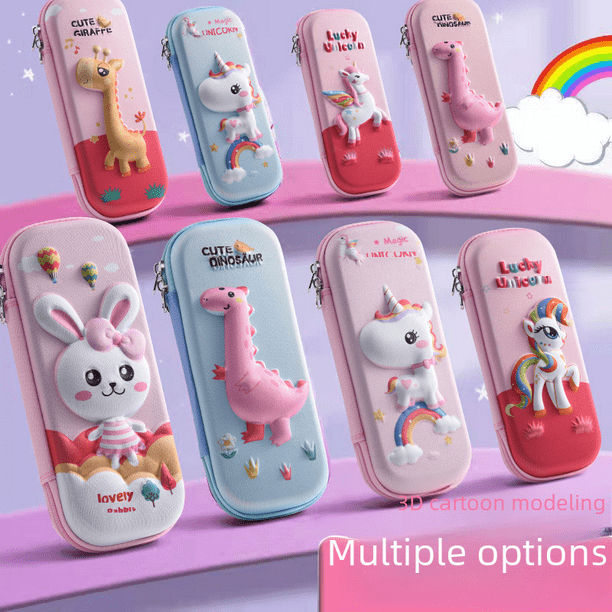 Estuche de lápices EVA, caja de papelería, estuche de lápices, regalo, estuche de lápices de dibujos animados creativos en 3D para estudiantes de primaria y secundaria, niños