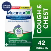 Mucinex 12 Hour Relief, DM Maximum Strength Chest Congestion and Cough Medicine, 42 Tablets Value Pack