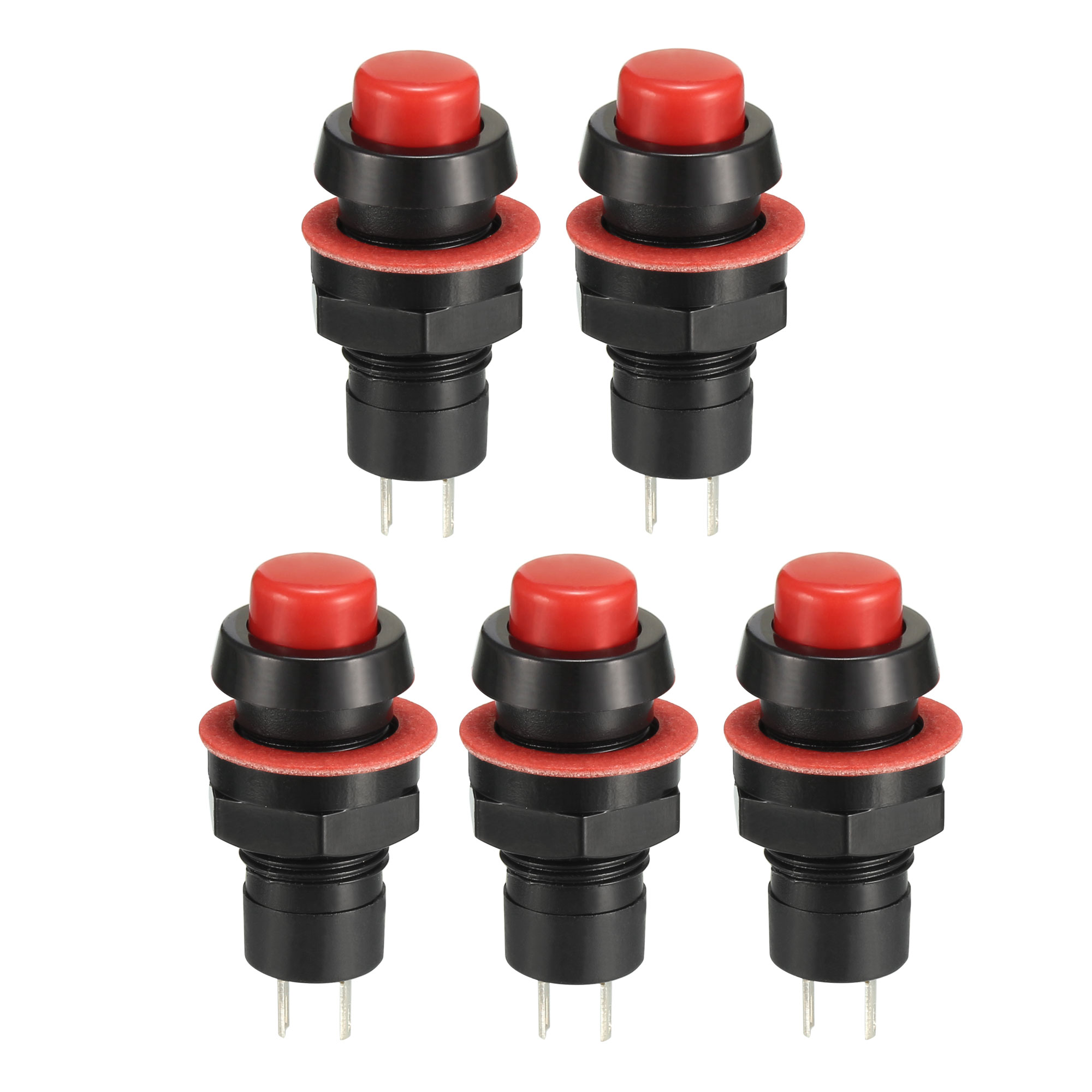 10mm Mounting Hole Red Latching Push Button Switch SPST NO, 5pcs
