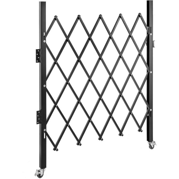 48" H x 66" W Single Folding Security Gate, Steel Accordion Design with 360° Rolling Barricade & Padlock – Flexible Expanding Scissor Gate for Doorways