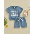 thumbnail image 2 of Infant Boys Summer Shorts Sets Short Sleeve Letter Print Tops and Solid Color Drawstring Shorts Sets, 2 of 8