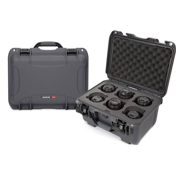 Nanuk Medium Series 918 Lightweight NK-7 Resin Waterproof Protective Case with Foam Insert for 6 Camera Lens, Graphite