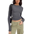 thumbnail image 1 of Gupgi T-Shirts Décontractés à Manches Longues pour Femmes Printemps Ajusté Pulls Base Tees Tops, 1 of 9