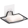 thumbnail image 1 of Jabonera de superficie lisa, diseño conciso con papel adhesivo invisible, sin perforaciones, de acero inoxidable a prueba de óxido para bañera, baño, ducha, fregadero de cocina, color negro, 1 of 5