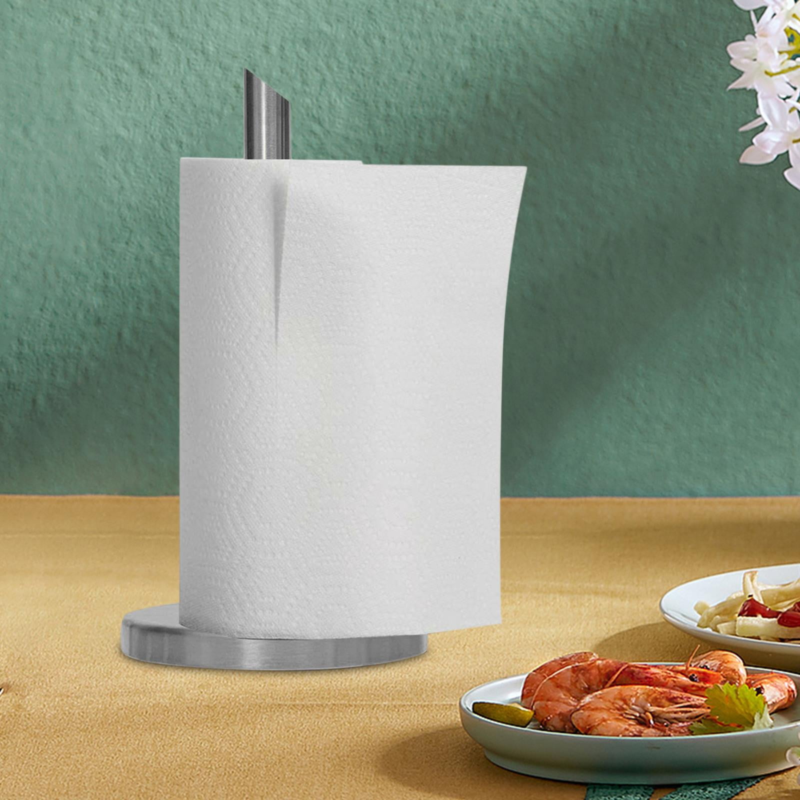 Stainless Steel Paper Towel Holders with Round Base, Vertical Paper Towel Holder Countertop