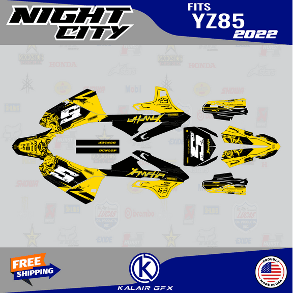 Kalair GFX Graphics Kit for Yamaha YZ85 (2022-2023) Nightcity Series