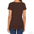 thumbnail image 5 of Edvintorg Women's Tops, Tees & Blouses Striped Lightweight Loose Crewneck Short Sleeve Casual Shirts Fashion Clothing Brown XL, 5 of 6