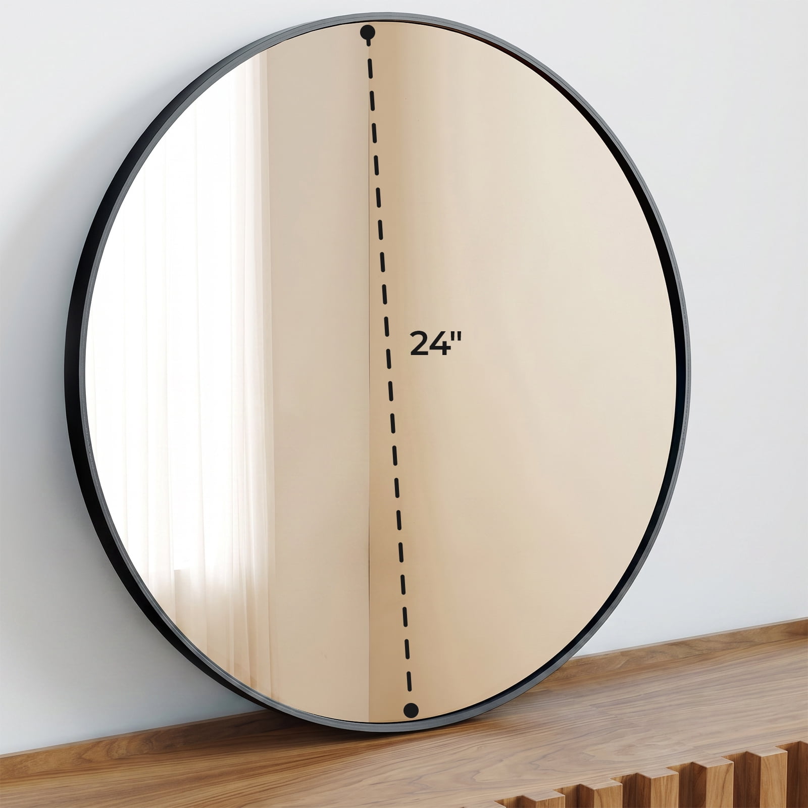 Alvantor Round Wall Mirror,Bathroom Mirror Shatterproof with Hook,HD Anti-Fog for Over Sink,Entryway,Bedroom,Vanity,Gold/Black,20/24/30 Inch