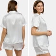 thumbnail image 2 of Fishers Finery Women's 100% Mulberry Silk Pajama Set; Button Front (Ivory, S), 2 of 6