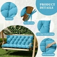 thumbnail image 6 of Snubbull Swing Replacement Cushion, Outside Bench Cushion with Backrest, 2-3 Seater Cushion with 6 Ties for Outdoor Furniture, 60 x 40 x 5 Inches Porch SwingCushion Garden Bench, Lake Blue, 6 of 7