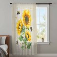 thumbnail image 4 of Sunflowers Sheer Curtains 45 Inches Long, Farmhouse Botanical Yellow Flowers Bee Retro Light Filering Curtains, Breathable Simi Curtain Privacy Drapes for Kitchen Bathroom Small Window Treatment, 4 of 9