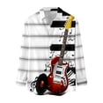 thumbnail image 4 of Camisas Para Hombre Manga Larga Camisa de manga larga con cuello vuelto y estampado de música informal para hombre (White, M), 4 of 7