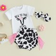 thumbnail image 2 of Bagilaanoe 3pcs Newborn Baby Girl Shorts Set Short Sleeve Print T Shirt Tops + Tassel Shorts + Headband 3M 6M 12M 18M Infant Casual Summer Clothes, 2 of 9