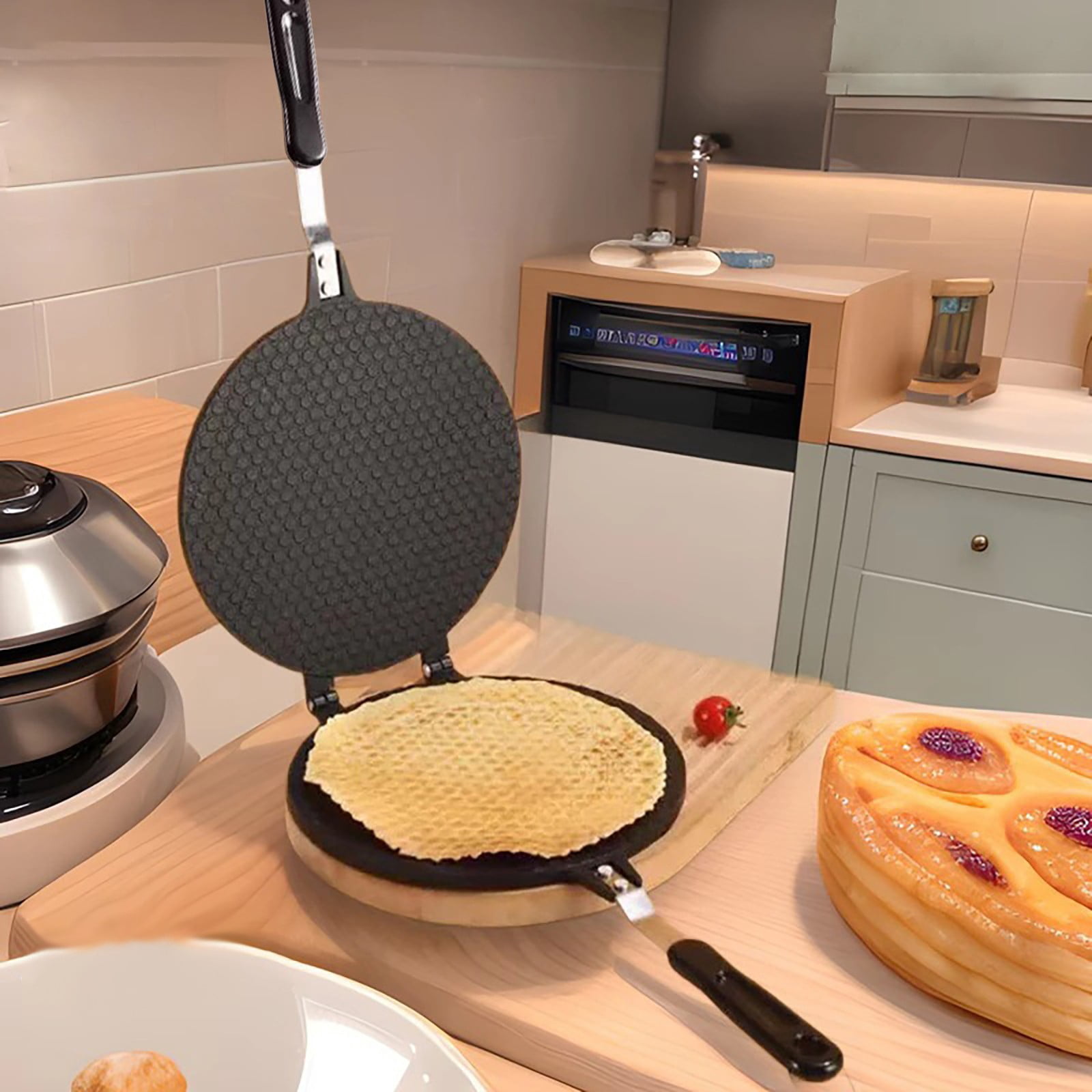 Aluminum Alloy Crepe Maker, Non-Stick Multi-Use Egg & Waffle Maker, Compact Lightweight Breakfast Machine with Even Heat Distribution, Easy Storage Kitchen Appliance
