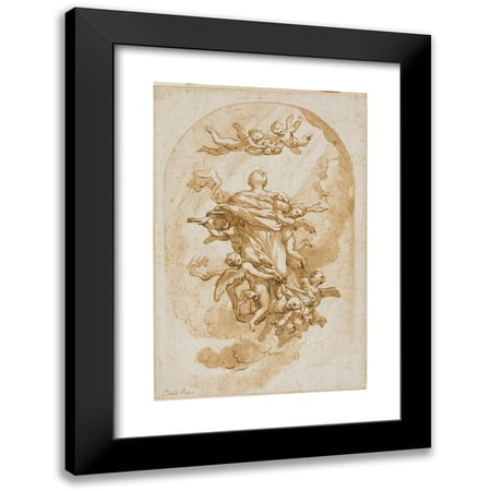 Domenico Piola 11x14 Black Modern Framed Museum Art Print Titled - Assumption of the Virgin