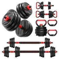 Nanly Adjustable Dumbbell Set, 4-in-1 Free Weight Set with Connector, Weight Dumbbell Set with Dumbbells, Barbells, Kettlebells, Push-Up Bars for Full Body Workout & Muscle Toning