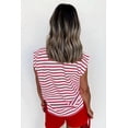 thumbnail image 2 of Chic Red Stripe Textured Knit Short Sleeve Tee for Women – Ideal for Daily Wear, L, 2 of 11