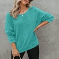 thumbnail image 4 of Godom Womens Long Sleeve Tops Oversized Sweatshirts Waffle Knit Crew Neck Fashion Side Slits Casual Pullover, 4 of 7