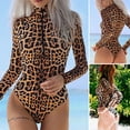 thumbnail image 5 of Pink Season Women Surfing Swimsuit Leopard Print Skinny One Piece Breathable Soft Swimming Long Sleeves Stand Collar Women Swimming Playsuit Women Clothes, 5 of 7