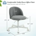 thumbnail image 6 of Ktaxon Armless Home Office Desk Chair Cute Mid Back Vanity Stool Teddy Velvet Swivel Task Chairs with Wheels Gray, 6 of 9