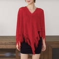 thumbnail image 7 of Women's Lace Shawl with Tassel Fringe, Geometric Openwork Evening Wrap Scarf, Lightweight Summer Cover Up for Wedding Guest, Party, Dress-Red, 7 of 7