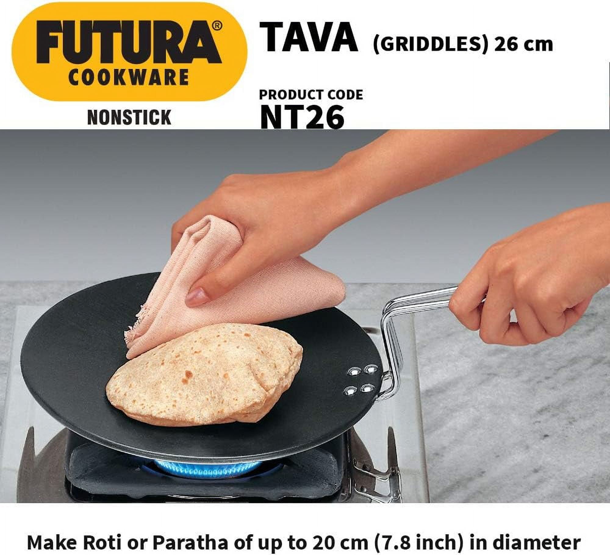 Hawkins Futura Non-Stick Concave Tava Griddle 10 in with Steel Handle