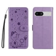 thumbnail image 2 of Feishell Cute Cat Embossed Pattern Leather Wallet Phone Case for Google Pixel 7a (6.1 inch),Magnetic Buckle Shockproof Flip Holder ID Credit Card Slots Cash Pocket Slim Phone Case,Purple, 2 of 16