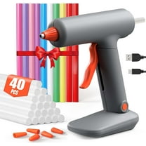 Cordless Hot Glue Gun and Sticks Set, Fast Preheating with 3Ah Built-in Battery, Anti-Drip Nozzle, USB-C Cordless Glue Gun for DIY Arts Crafts Home Repairs (7mm - 30 Clear & 10 Colorful)