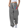 thumbnail image 2 of Sweatpants for Womens Fashion Plus Size High Waist Heart-shaped Printed Sports Loose Casual Wide Leg Drawstring Pocket Sweatpants Long Pants Clearance Under 5$!, 2 of 5