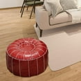 thumbnail image 4 of Unstuffed Footstool Pouf Cover 21inch Boho Embroider Craft Foot Rest Cover Round, 4 of 6