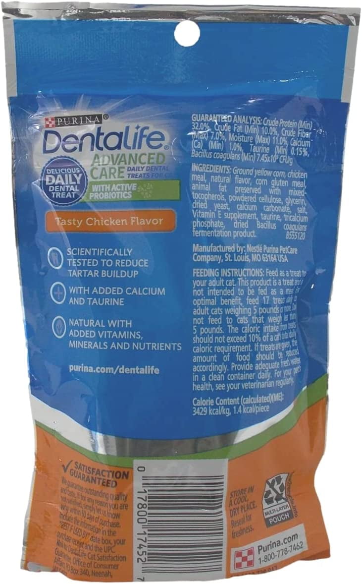 Purina Dentalife Dental Cat Treats 2 Flavor 4 Pouch Variety 2 Each: Tasty Chicken, Savory Salmon + MerlinsMart Zine | Catnip Toy
