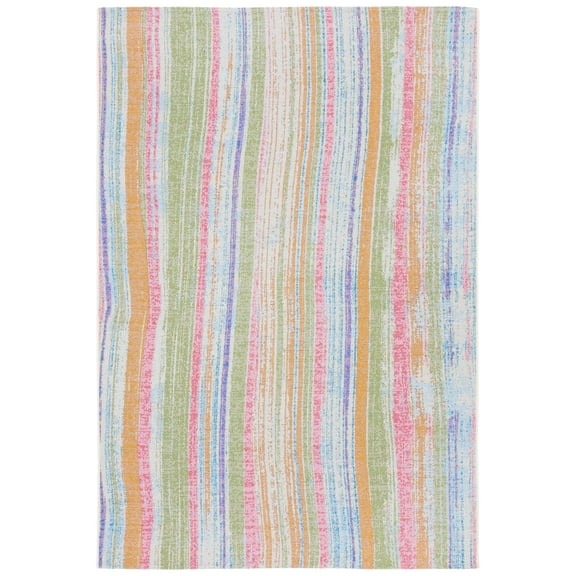 SAFAVIEH Summer Wenona Striped Indoor/Outdoor Area Rug, Ivory/Green, 9' x 12'