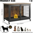 thumbnail image 3 of Jaula Madera para Perros, Caja Decorativa a Prueba de Fugas para Perros Ansiosos, Perrera Rústica con Ruedas con Cerradura y Bandeja Extraíble, 3 of 7