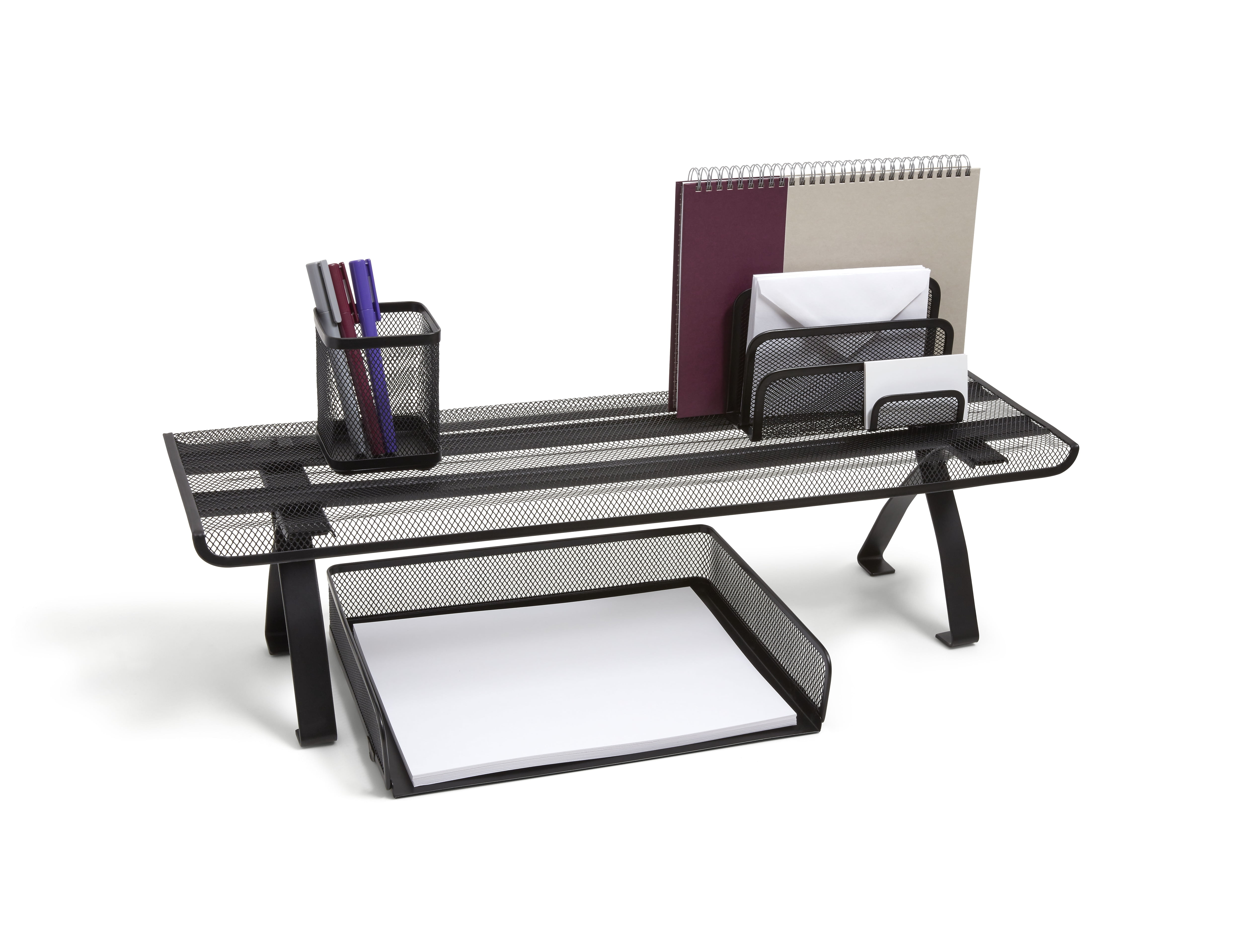 TRU RED Wire Mesh Desktop Shelf, Matte Black (TR57542) TR57542CC