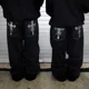 thumbnail image 3 of Pantalones vaqueros holgados de cintura baja con estampado de calaveras y bolsillos estilo Harajuku de High Street, pantalones anchos negros lavados con estilo hip hop Y2K para patinetas, 3 of 4