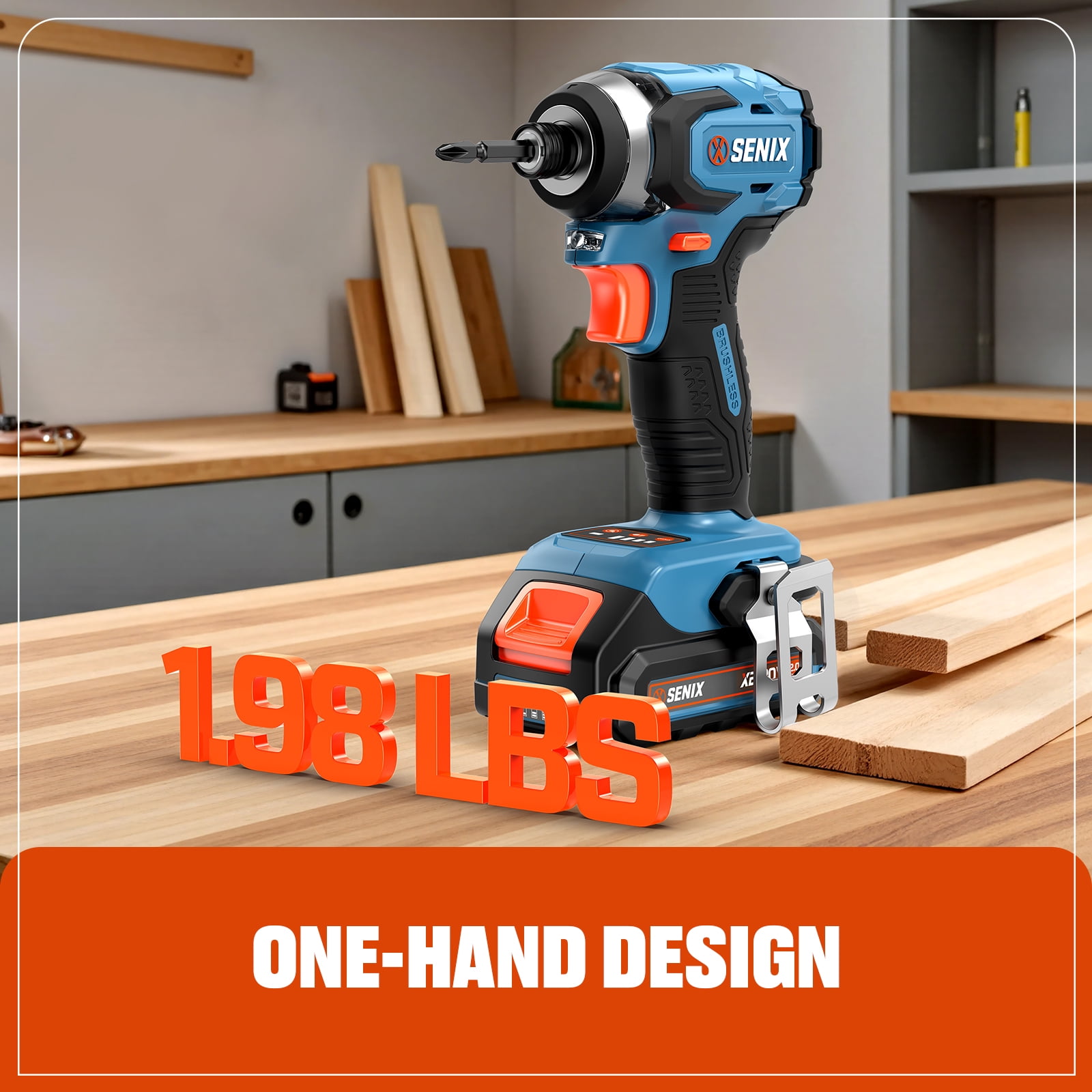 SENIX 20 Volt Max* 1/4-Inch Impact Driver, Brushless Motor, 130 Foot-Pound of Max Torque, 3000 RPM (Battery, Charger and Soft Bag Included) PDIX2-M2