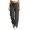 thumbnail image 3 of Plus Size Women's Soft Fabric Slim Fit Sports Pants, Mid Elastic Waist, Drawstring Fitted, Pocket, Casual Lounge, Athletic Gym Fitness, Workout Leggings | UKHCCC,Dark Gray 3XL, 3 of 7