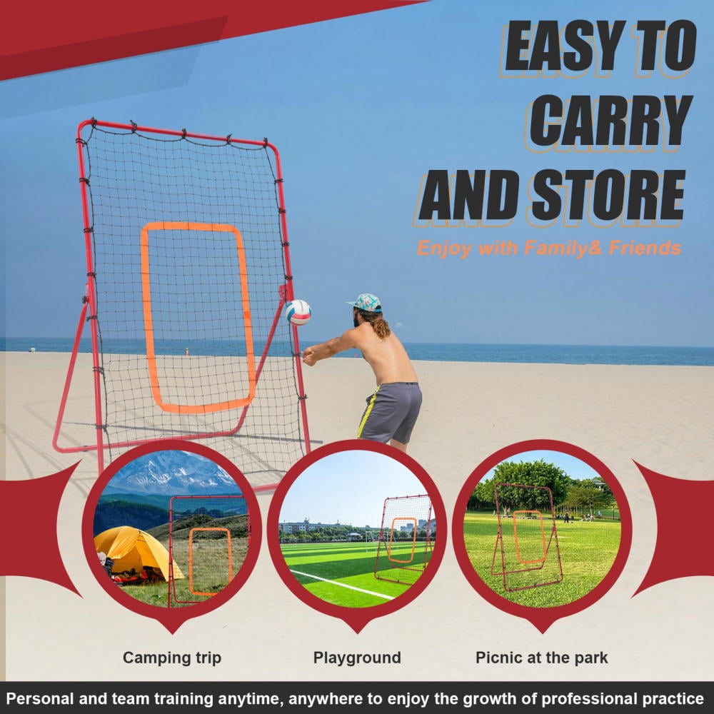TOHU 6x4ft Volleyball Practice Net - Adjustable Rebound Angles for Players, Teams & Backyard Training
