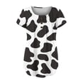 thumbnail image 4 of JINMGG Womens Tops Clearacne Women's Round Neck Cover Cow Print Top Women's Short Sleeve Tops, 4 of 5