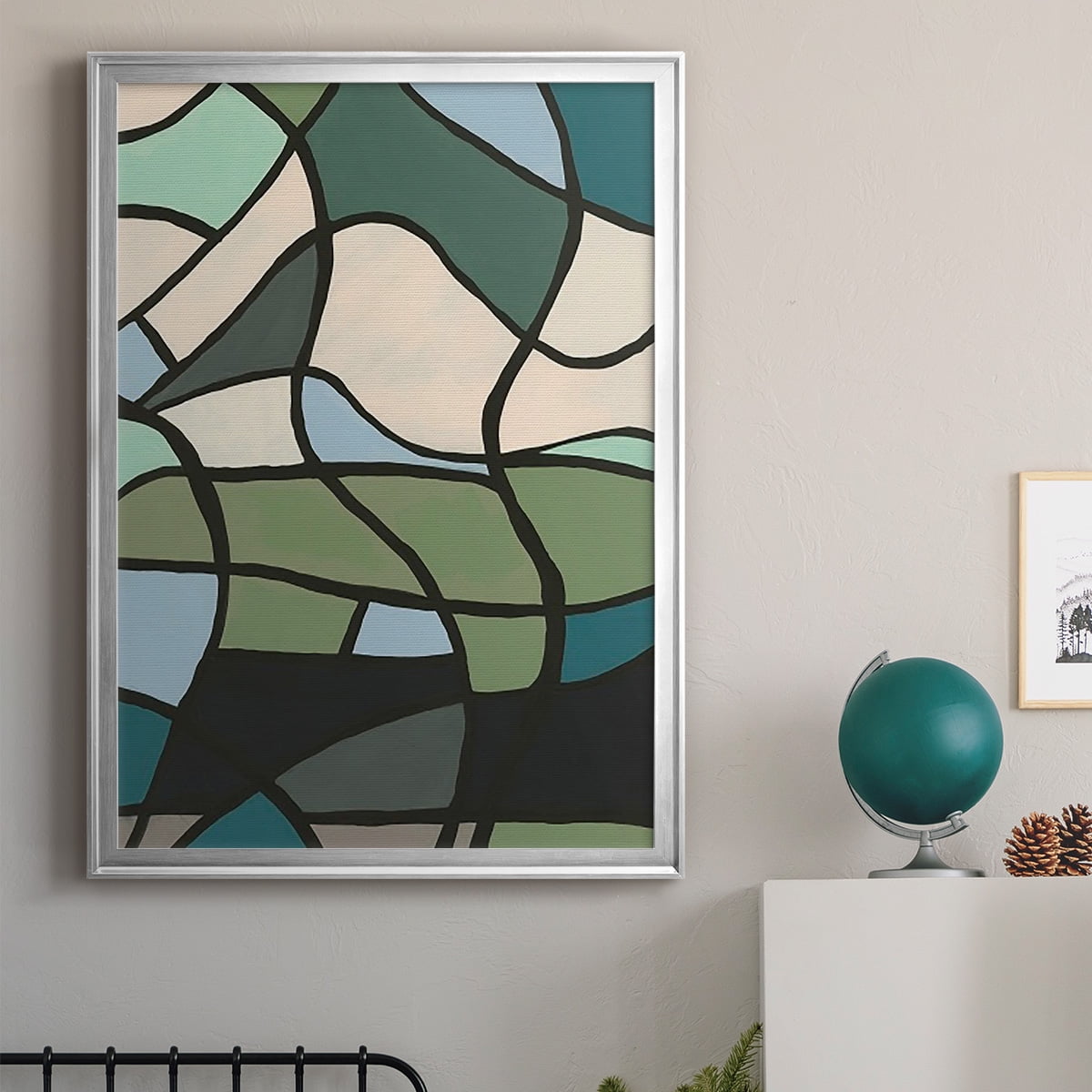 Multicolor Stained Glass II Premium Framed Print, in Gold, Black, or Silver - Ready to Hang